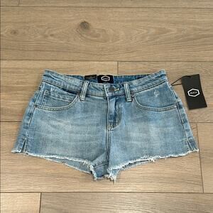 RVCA Light Wash Cupid 2 Low Rise‎ Cut Off Raw Hem Casual Denim Jean Shorts Sz 25